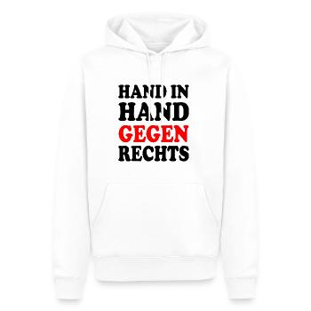 Hand in hand gegen rechts - Männer Premium Bio Hoodie - Weiß - Vorne - Nico (187cm)