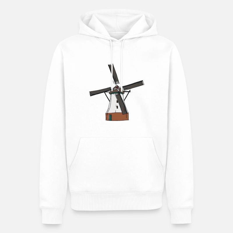 Moulin à vent blanc - Sweat à capuche Premium bio Homme - blanc