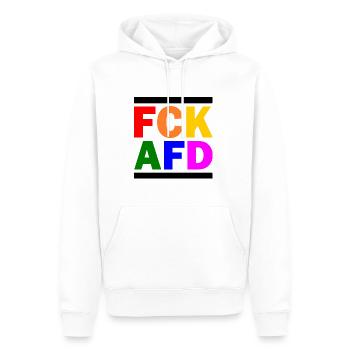 Fck afd - Männer Premium Bio Hoodie - Weiß - Vorne - Nico (187cm)