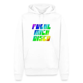 FÜHL MICH DISCO - GUTE LAUNE - GUTE STIMMUNG - Männer Premium Bio Hoodie - Weiß - Vorne - Nico (187cm)