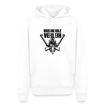 Brennholz Verleih | Farbe änderbar - Männer Premium Bio Hoodie - Weiß - Vorne - Nico (187cm)