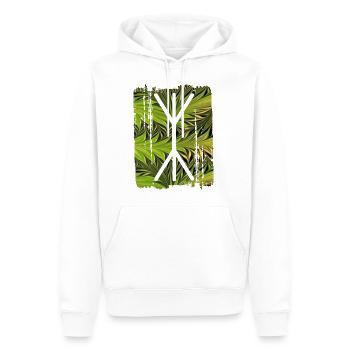 Yggdrasil Rune E 101 - Sweat à capuche Premium bio Homme - blanc - Devant - Nico (187cm)