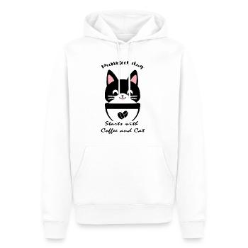 Purrfect Tageskatzenkaffee - Männer Premium Bio Hoodie - Weiß - Vorne - Nico (187cm)
