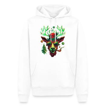 Psychedelic Holiday Delight: Cool Weed Head Rudolp - Men’s Premium Organic Hoodie - white - Front - Nico (187cm)