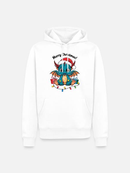 Dragon de Noël Noël Joyeux Noël - Sweat à capuche Premium bio Homme - blanc