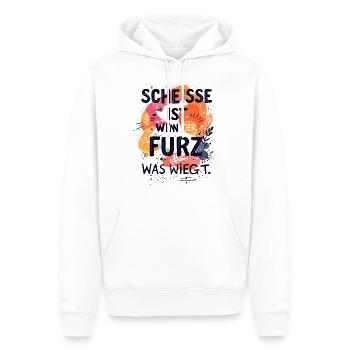 SCHEISSE IST, WENN DER FURZ WAS WIEGT. - Männer Premium Bio Hoodie - Weiß - Vorne - Nico (187cm)