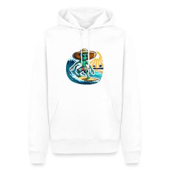 Lustiges kleines Alien auf Surfboard - Männer Premium Bio Hoodie - Weiß - Vorne - Nico (187cm)