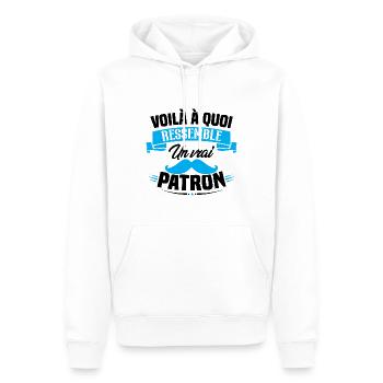 Voilà à quoi ressemble un vrai patron - Sweat à capuche Premium bio Homme - blanc - Devant - Nico (187cm)