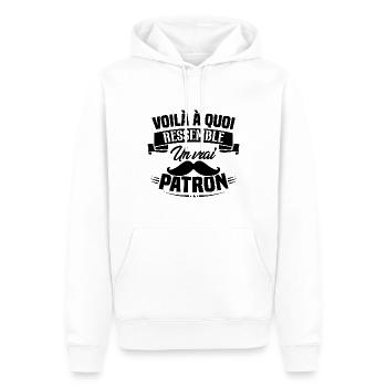 Voilà à quoi ressemble un vrai patron - Sweat à capuche Premium bio Homme - blanc - Devant - Nico (187cm)