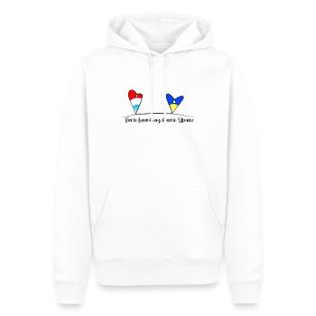 Feet in Luxembourg, heart in Ukraine - Men’s Premium Organic Hoodie - white - Front - Nico (187cm)