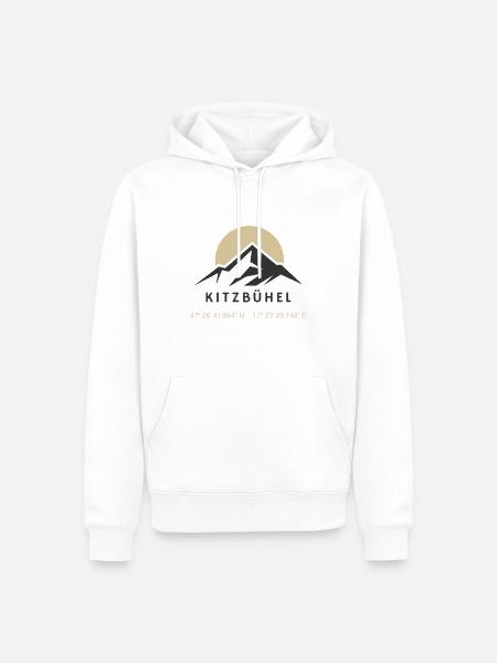 Minimalistisches Kitzbühel-Logo - Männer Premium Bio Hoodie - Weiß