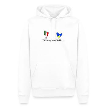 Feet in Italy, heart in Ukraine - Männer Premium Bio Hoodie - Weiß - Vorne - Nico (187cm)