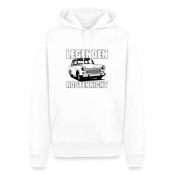 Farbe änderbar | Trabi Trabbi  Pappe DDR - Männer Premium Bio Hoodie - Weiß - Vorne - Nico (187cm)