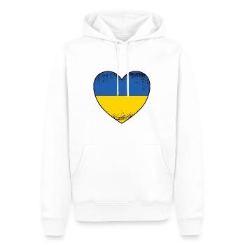Ukraine Herz - Männer Premium Bio Hoodie - Weiß - Vorne - Nico (187cm)