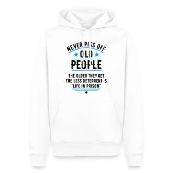 Never Piss Off Old People / Farbwechsel Rente - Männer Premium Bio Hoodie - Weiß - Vorne - Nico (187cm)