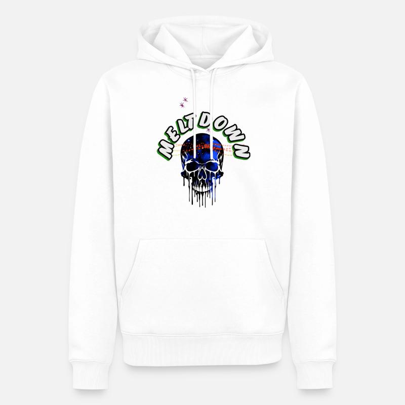 Crâne Meltdown - Sweat à capuche Premium bio Homme - blanc