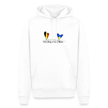 Feet in Belgium, heart in Ukraine - Men’s Premium Organic Hoodie - white - Front - Nico (187cm)