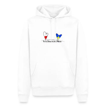 Feet in Poland, heart in Ukraine - Men’s Premium Organic Hoodie - white - Front - Nico (187cm)