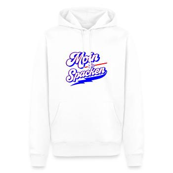 Farben änderbar | Moin ihr Spacken - Männer Premium Bio Hoodie - Weiß - Vorne - Nico (187cm)