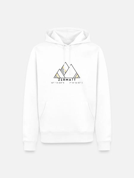 Minimalistisches Zermatt-Logo - Männer Premium Bio Hoodie - Weiß