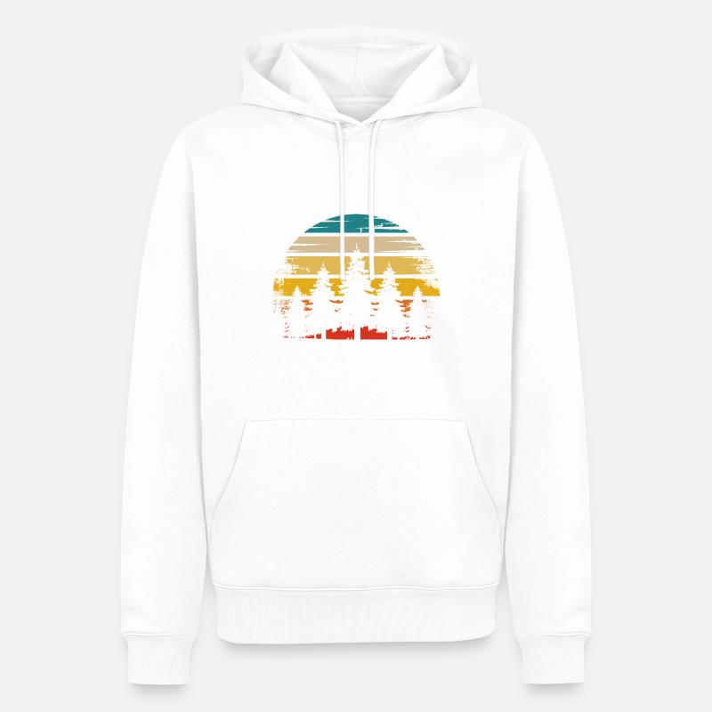 Retro Sonne und Bäume - - Männer Premium Bio Hoodie - Weiß