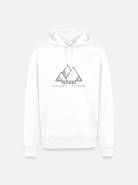 Minimalistisches Ischgl-Logo - Männer Premium Bio Hoodie - Weiß