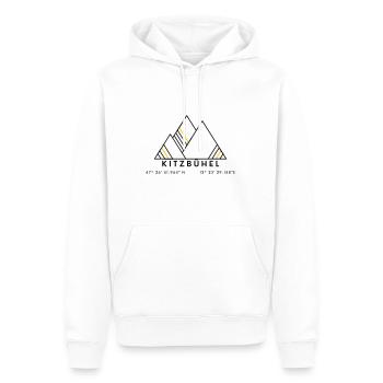 Minimalistisches Kitzbühel-Logo - Männer Premium Bio Hoodie - Weiß - Vorne - Nico (187cm)