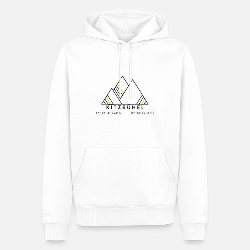Minimalistisches Kitzbühel-Logo - Männer Premium Bio Hoodie - Weiß
