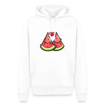 Wassermelone Paar Liebe Herz Comic - Männer Premium Bio Hoodie - Weiß - Vorne - Nico (187cm)