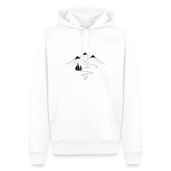 Bergwegkurven und Segelboot - - Männer Premium Bio Hoodie - Weiß - Vorne - Nico (187cm)