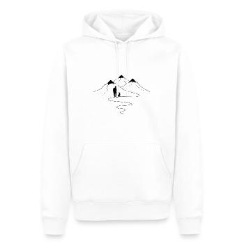Mountain trail curves and dog - (2) - Men’s Premium Organic Hoodie - white - Front - Nico (187cm)