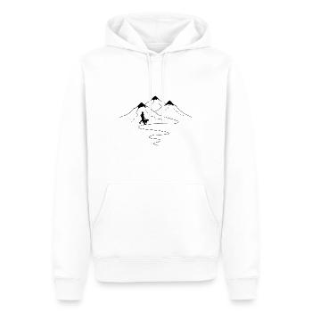Mountain trail curves and dog - (do) - Men’s Premium Organic Hoodie - white - Front - Nico (187cm)