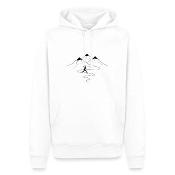 Courbes des sentiers de montagne et tennis - - Sweat à capuche Premium bio Homme - blanc - Devant - Nico (187cm)