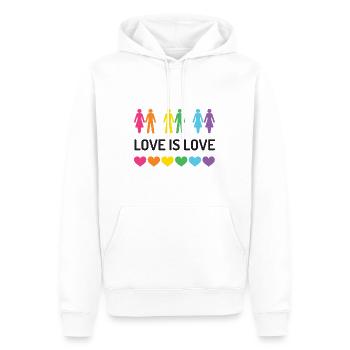 Mois de la fierté LGBT - Love is Love - Sweat à capuche Premium bio Homme - blanc - Devant - Nico (187cm)