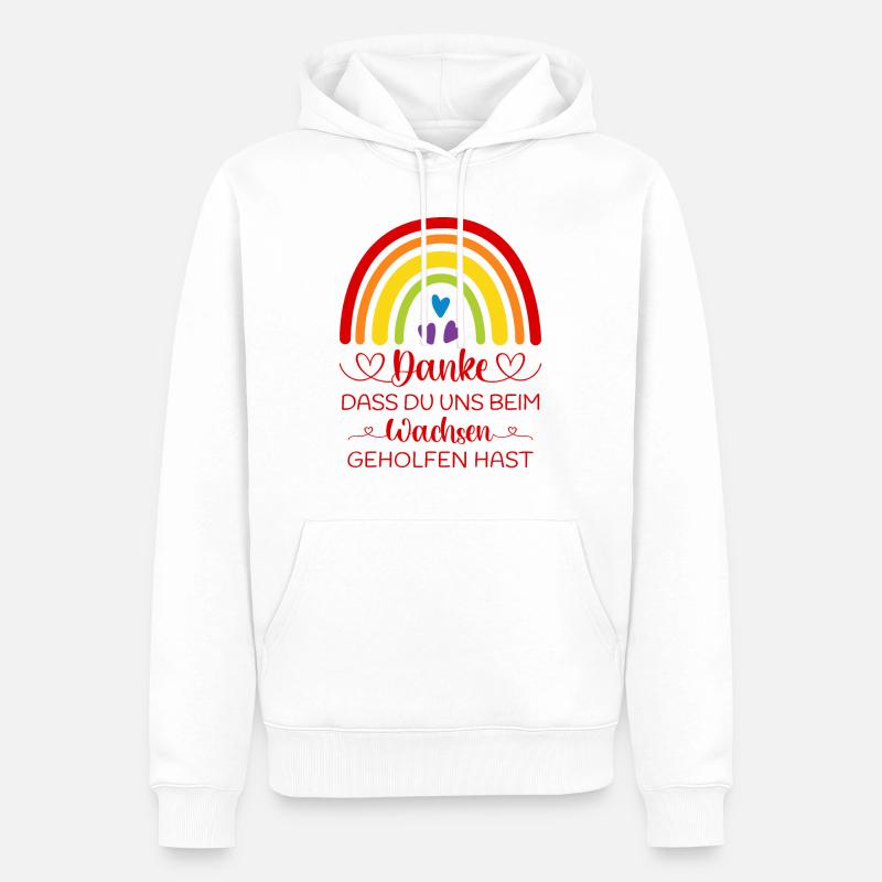 Boho Regenbogen bunt Danke sagen Kita Kindergarten - Männer Premium Bio Hoodie - Weiß