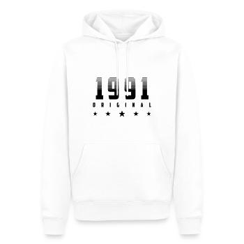 Original 1991 Geburtsjahr | Farbe änderbar | - Männer Premium Bio Hoodie - Weiß - Vorne - Nico (187cm)