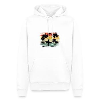 surf retro sunset - Sweat à capuche Premium bio Homme - blanc - Devant - Nico (187cm)