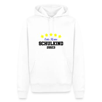 Farben änderbar | Erste Klasse Schulkind 2023 - Männer Premium Bio Hoodie - Weiß - Vorne - Nico (187cm)