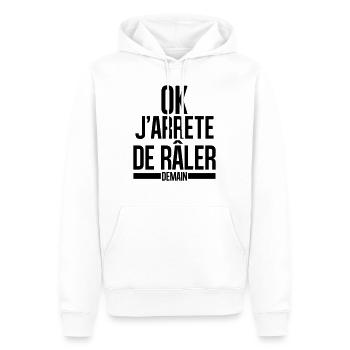 ok j''arrête de râler - Sweat à capuche Premium bio Homme - blanc - Devant - Nico (187cm)