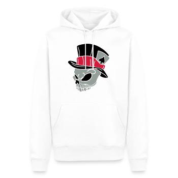 Totenkopf mit Hut 01 - Männer Premium Bio Hoodie - Weiß - Vorne - Nico (187cm)
