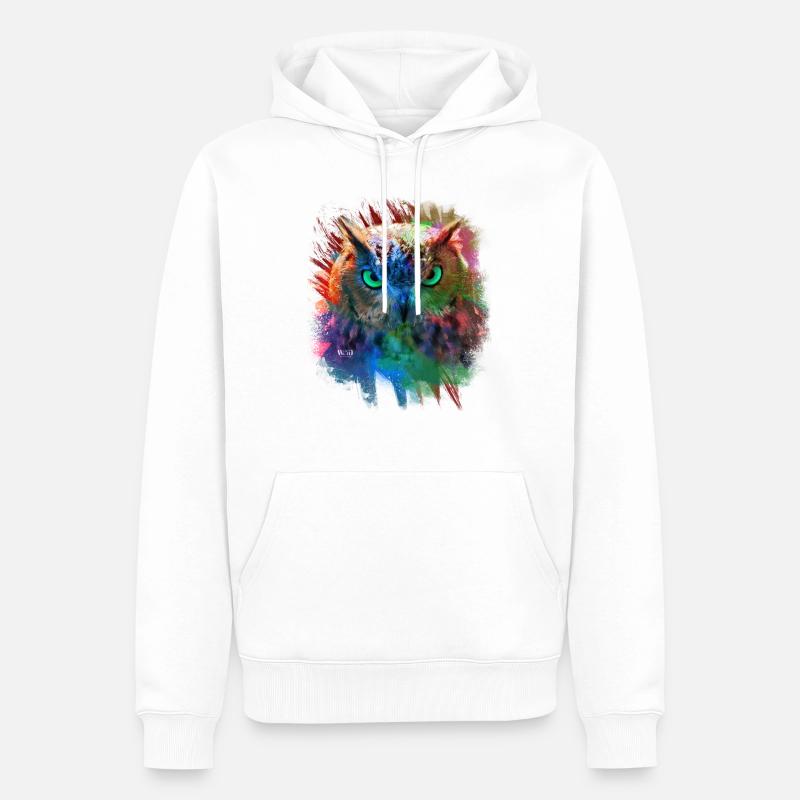 Hibou multi couleur - Sweat à capuche Premium bio Homme - blanc