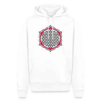 Fleur de la vie - timbre - Lotus - Sweat à capuche Premium bio Homme - blanc - Devant - Nico (187cm)