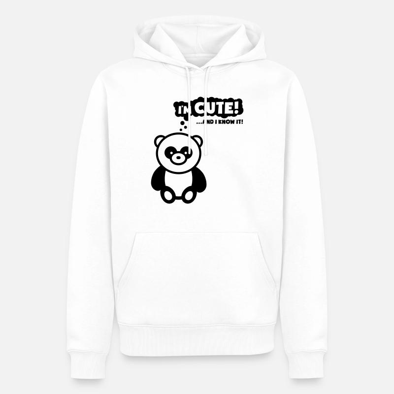 panda_im_cute_know_rp1 - Männer Premium Bio Hoodie - Weiß