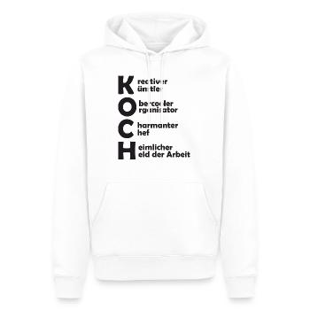 Koch Definition - Männer Premium Bio Hoodie - Weiß - Vorne - Nico (187cm)