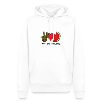 Paix Amour Pastèque - Sweat à capuche Premium bio Homme - blanc - Devant - Nico (187cm)