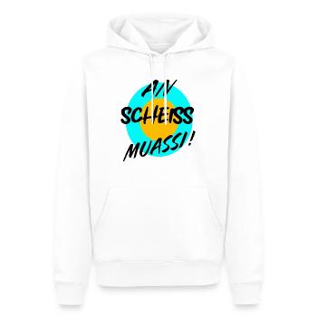 AN SCHEISS MUASSI - Männer Premium Bio Hoodie - Weiß - Vorne - Nico (187cm)