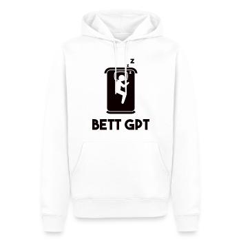 Bett GPT KI Geschenkidee - Männer Premium Bio Hoodie - Weiß - Vorne - Nico (187cm)