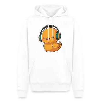 Kawaii Mignon Happy Canard Coloré avec des écouteurs - Sweat à capuche Premium bio Homme - blanc - Devant - Nico (187cm)
