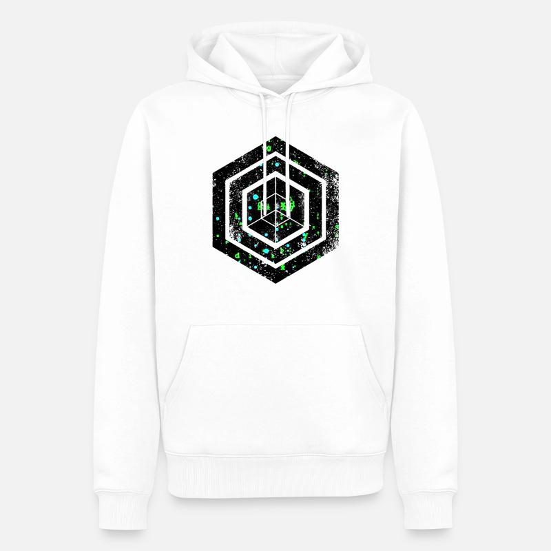 hexagon programming programmer coding geometric - Men’s Premium Organic Hoodie - white