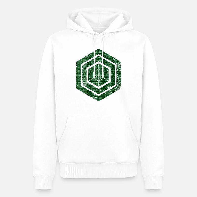 hexagon programming programmer coding geometric - Men’s Premium Organic Hoodie - white